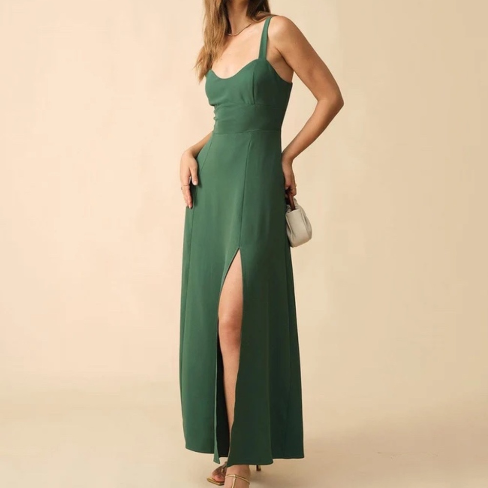 Rihoas Solid Color Side Slit Maxi Dress